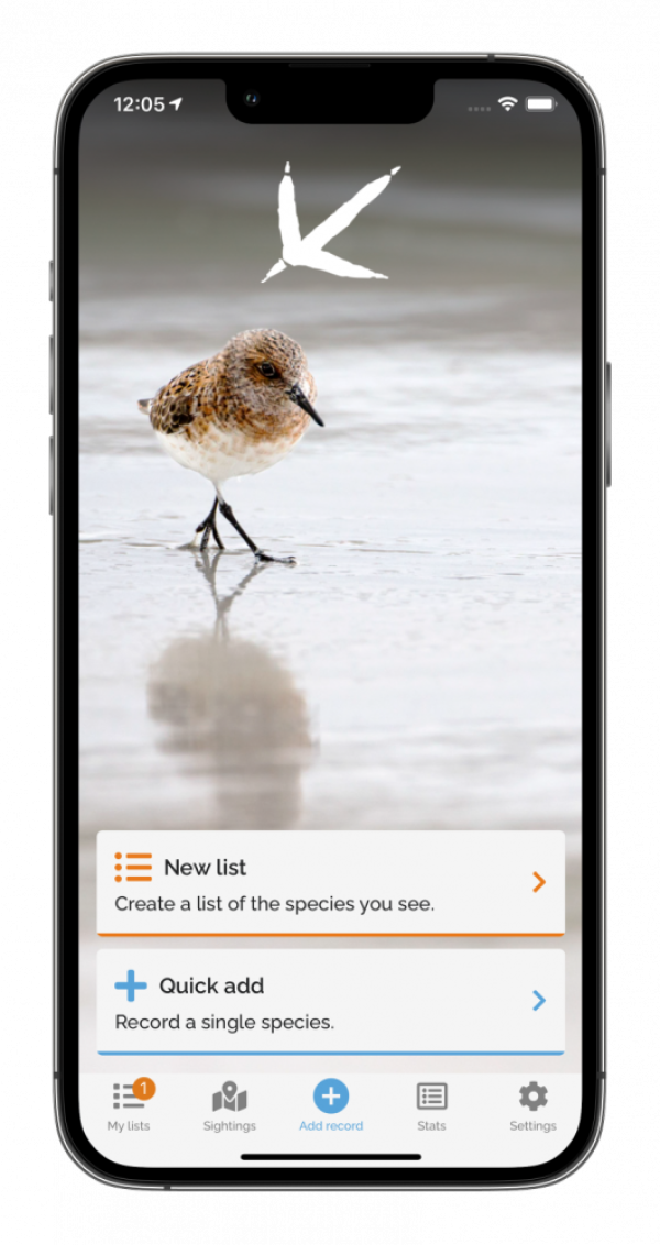 BTO BirdTrack mobile app Screenshot of the BTO BirdTrack mobile app