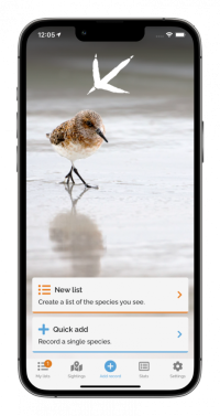 Screenshot of the BTO BirdTrack mobile app